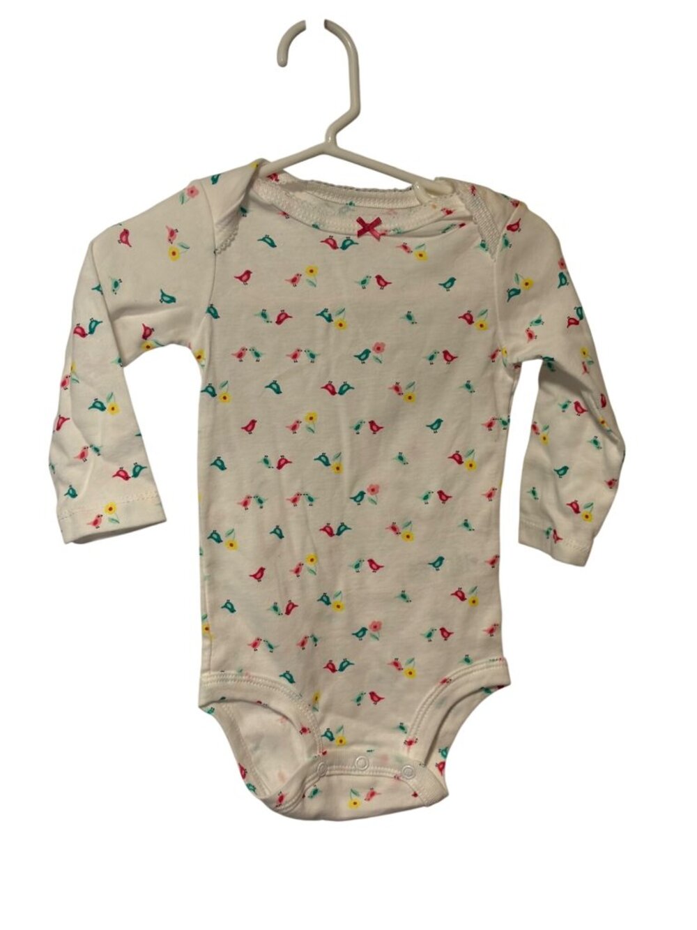 Carters Girls Infant Baby Size 9 months Long Sleeve Bodysuit 1 piece birds pink